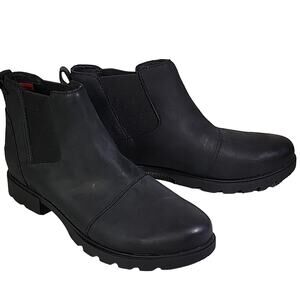 Sorel Emelie lll Chelsea Black Leather Women’s Size 12 Ankle Boot